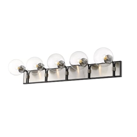 Parsons 5 Light Vanity, Matte Black & Clear